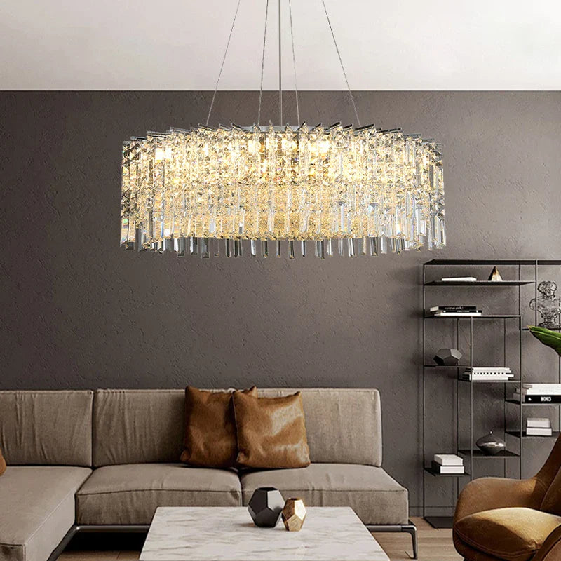 Elegant Modern Crystal Chrome Chandelier - A Luxury Glossy Fixture For Living Rooms Bedrooms And