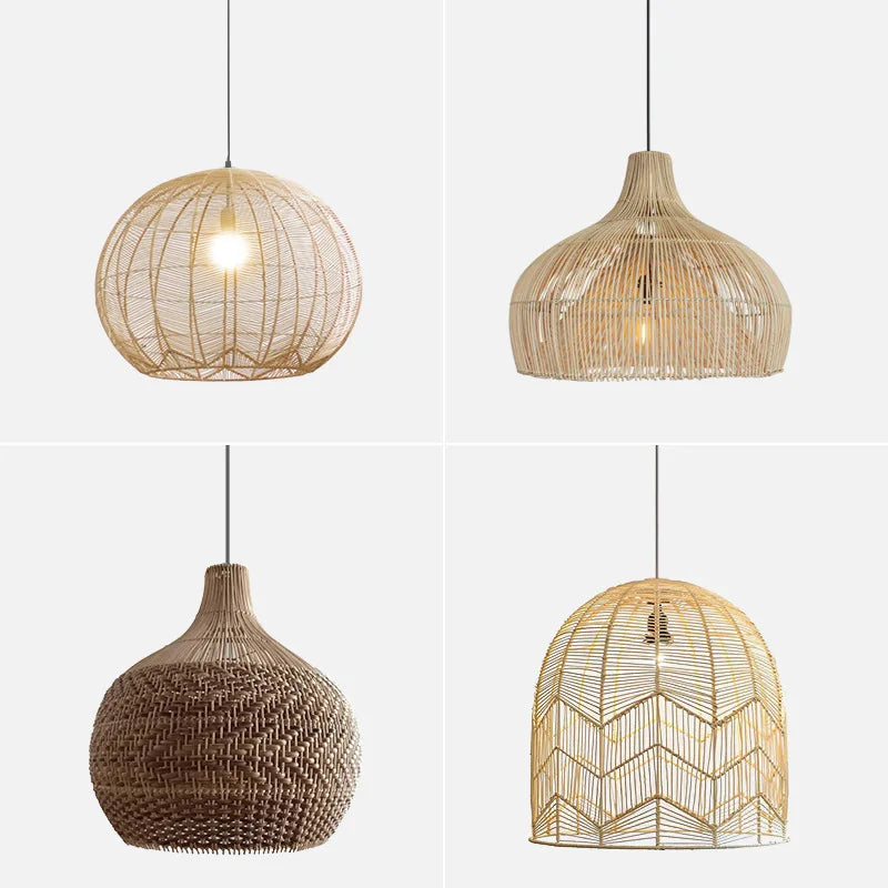 Chinese Creative Hand - Woven Rattan Art Led Pendant Lamp - Retro Decorative Lighting For