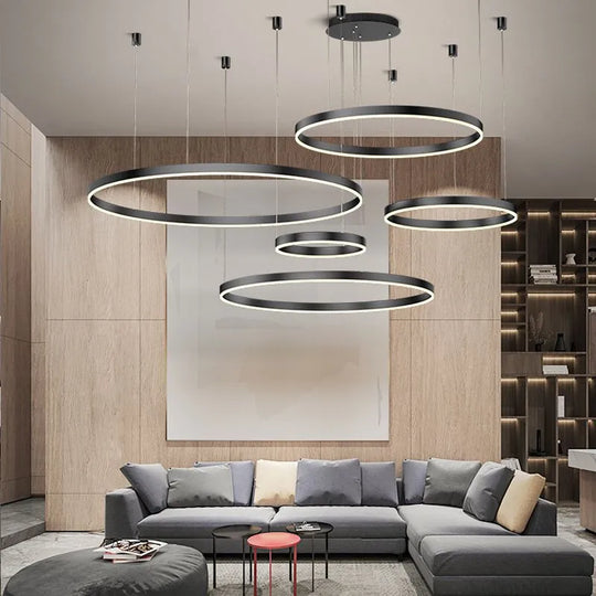 Modern Led Home Decor Chandelier Ring Light - Circular Fixtures For Living Ceiling Pendant Lamp In