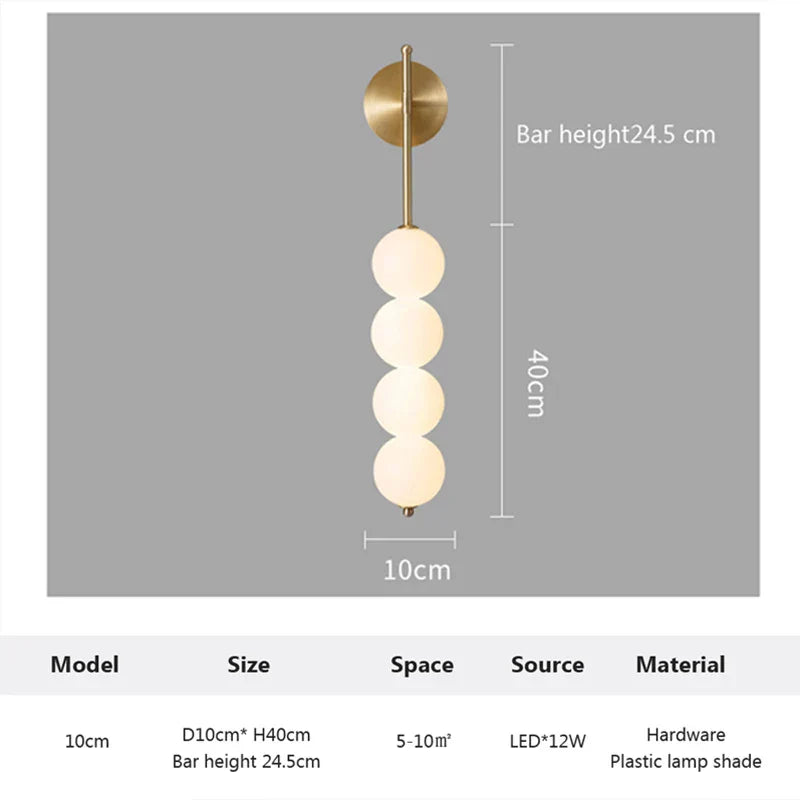 Nordic Wind Gourd Wall Lamp - Minimalist Led Milky White Light For Living Room Study Bedroom