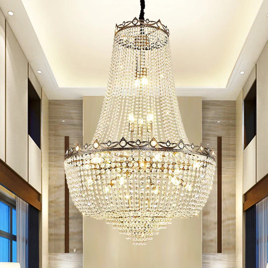 Elegant Crystal Chandelier For Duplex Buildings - A Modern Luxury Fixture Living Rooms Dining