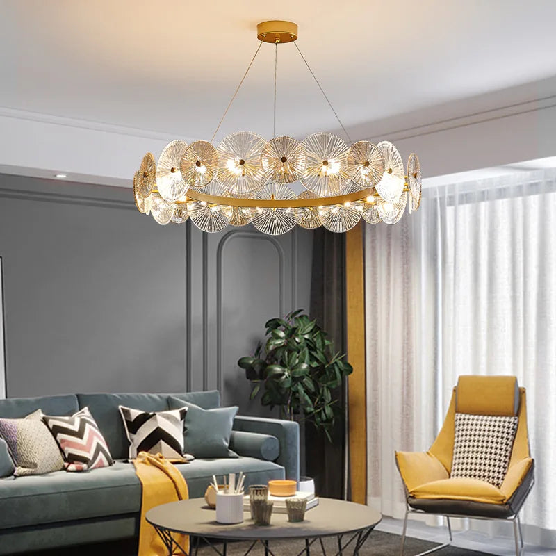 Sleek Postmodern Gold Electroplated Dining Chandelier - G9 Lighting For Bedrooms And Living Rooms