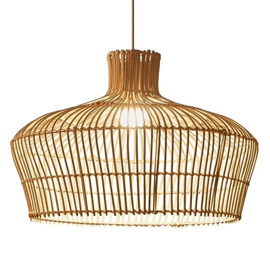 Chinoiserie Rattan Pendant Light - Vintage Double - Layer Design For Kitchen Dining And Hotel Decor