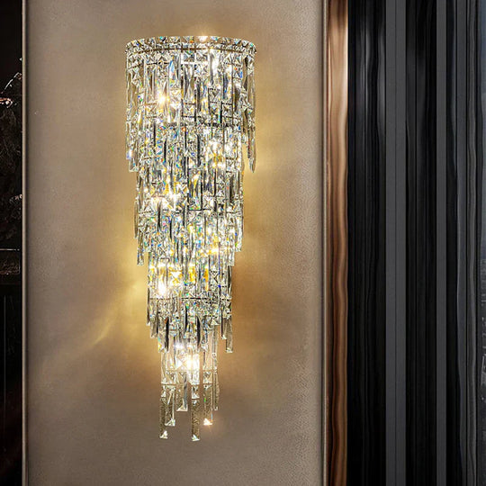 Elena’s Multi - Layer Crystal Pendant Wall Lamp - High - Quality Elegance For Your Living Spaces