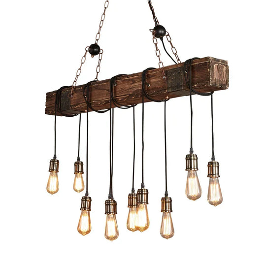 Antique Industrial Retro Wood E27 Led Ceiling Chandelier - Creative Vintage Pendant Lighting For