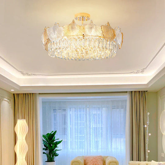 Elegant Crystal Ceiling Chandelier With Led Lighting - Luxury Home Decoration For Living Rooms