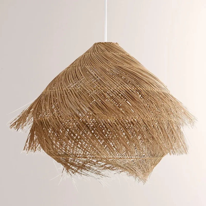 Japanese Wasabi - Inspired Led Pendant Lights - Rattan Chandelier Lamp Fixtures For Nordic Dining