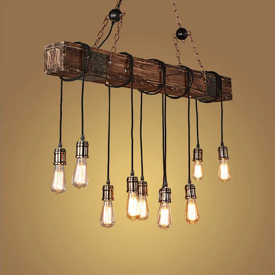 Antique Industrial Retro Wood E27 Led Ceiling Chandelier - Creative Vintage Pendant Lighting For