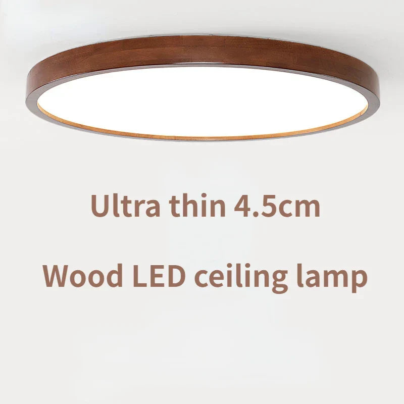 Walnut Ceiling Lamp - Ultra - Thin Round Wood Design Nordic Chandelier For Bedroom Study Balcony