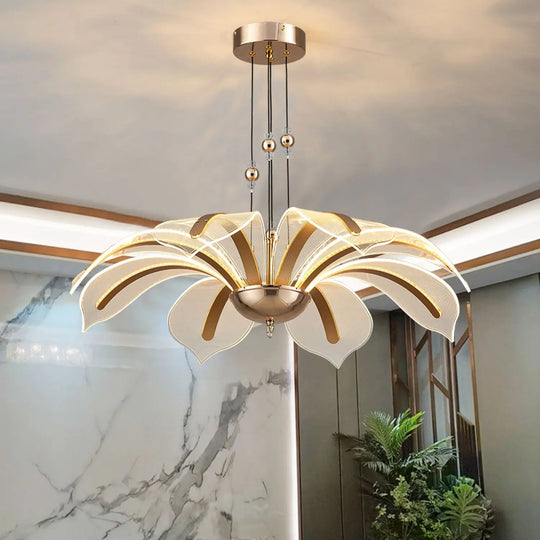 Modern Led Night Primrose Petals Ceiling Chandelier - Minimalist Elegance For Living Dining And