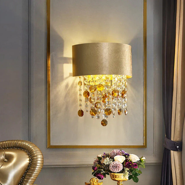 Ricardo - New Modern Bedroom Golden Retro Wall Lamp Elevate Your Space With Luxury Crystal Lighting