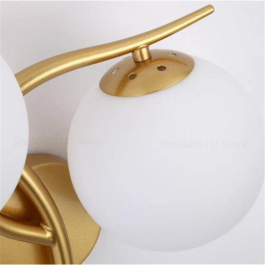 Nordic Modern Iron Wall Lamps - Led Bedroom Bed Lamp With Glass Ball Decor Indoor Lights For