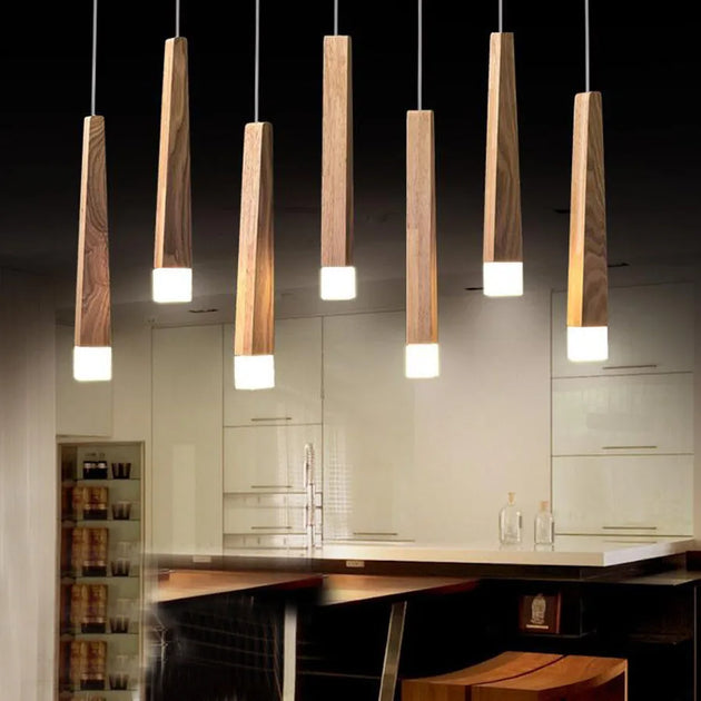 Modern Wooden Stick Pendant Light - Nordic Elegance For Kitchen And Living Room Decor Lights