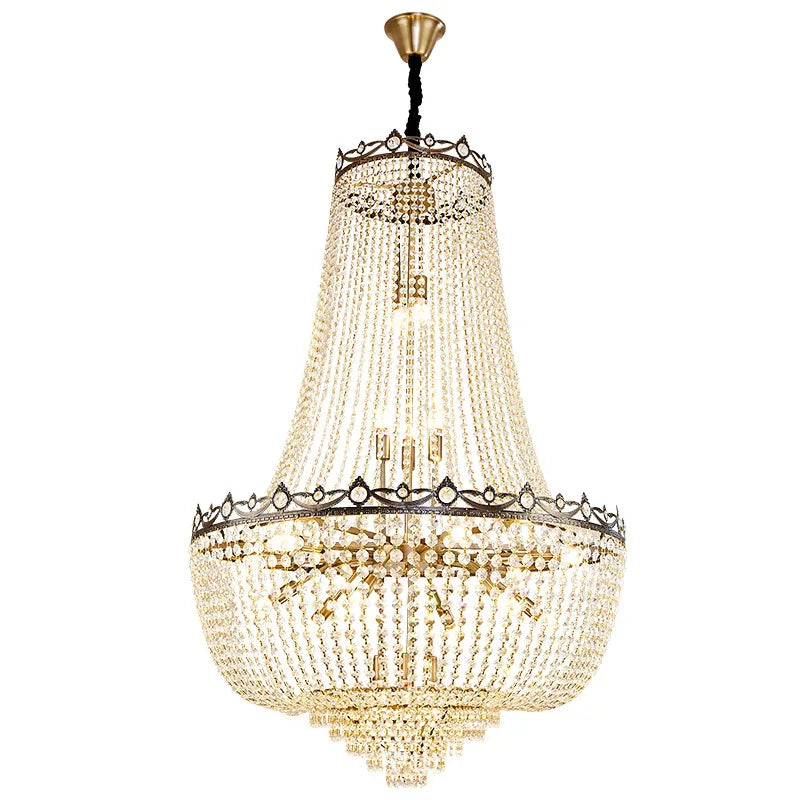 Elegant Crystal Chandelier For Duplex Buildings - A Modern Luxury Fixture Living Rooms Dining