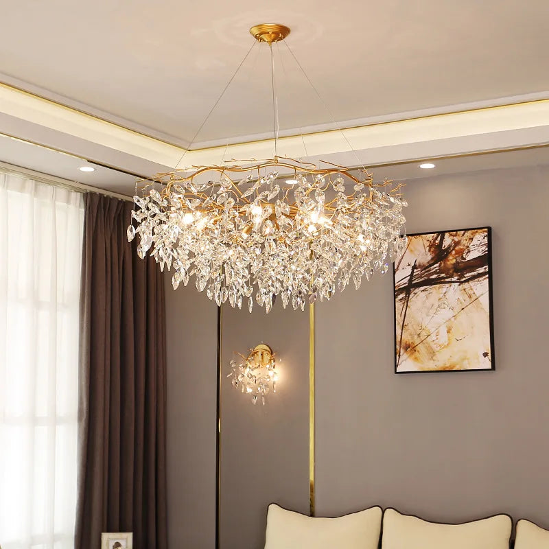 Modern Led Leaf Crystal Ceiling Chandeliers - Elegance For Living Dining And Bedrooms Chandelier