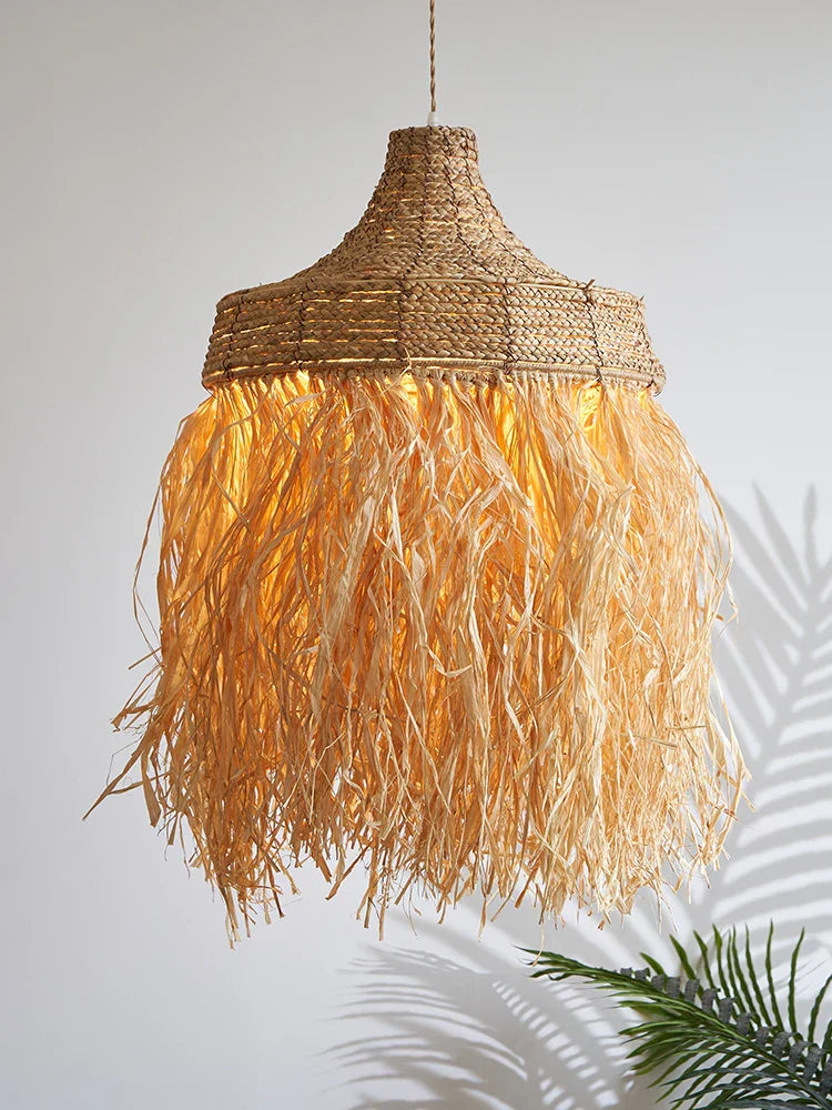 Wabi Sabi Rattan Grass Pendant Lamps - Handmade Japanese - Inspired Natural Lighting With Simple