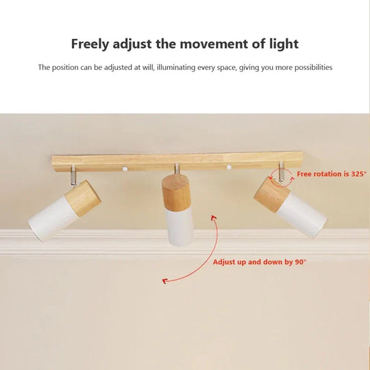 Rotatable Wooden Ceiling Lights - Adjustable Spotlight For Living Room Bedroom Dining And Cloakroom