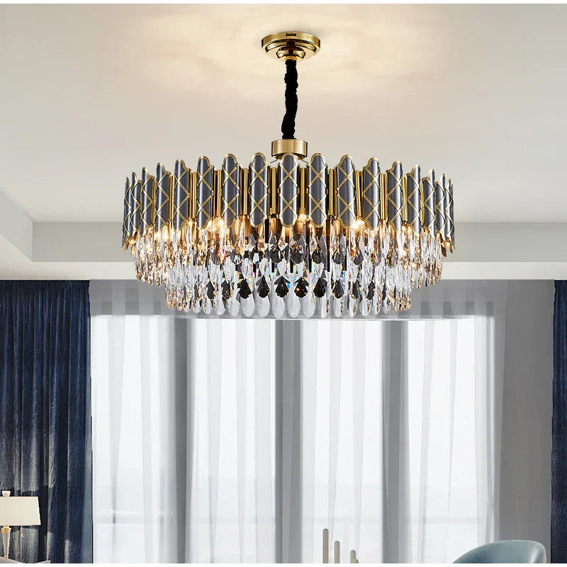 Elegant Post - Modern Black Crystal Chandelier - A Simple Atmosphere Fixture For Living Rooms