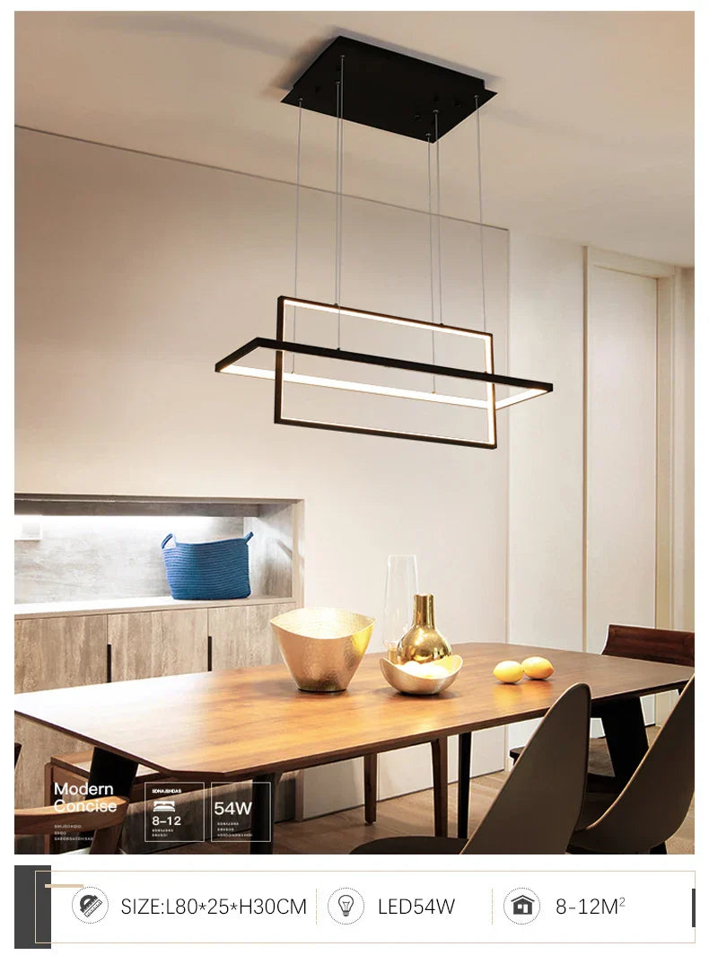 Sleek Led Rectangular Chandelier Light - Perfect For Kitchen Dining Living Room And Bedroom Decor