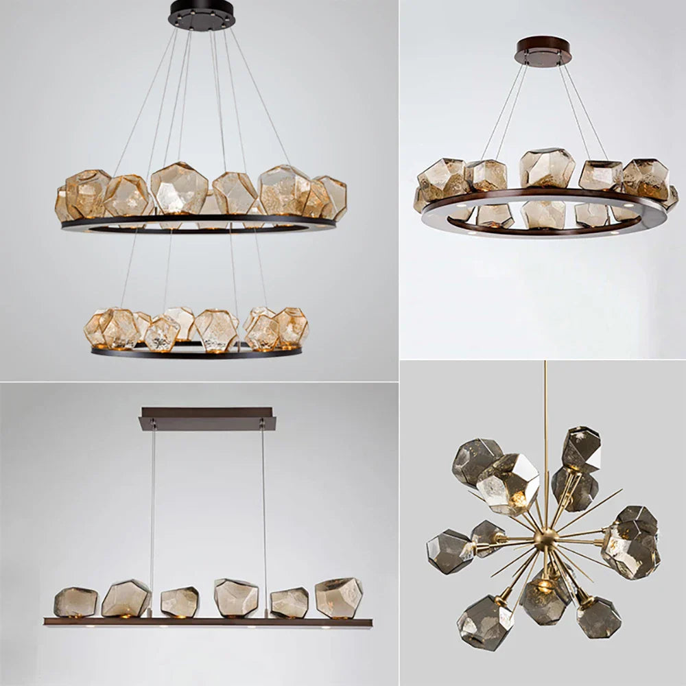 Modern Led Chandelier Lighting - Nordic Rock Glass Elegance For Living Rooms And More Pendant Lights