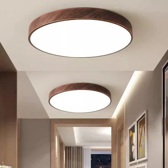 Led Ultra - Thin Ceiling Lamp - Nordic Wooden Decorative Perfect For Bedroom Living Rooms Balcony