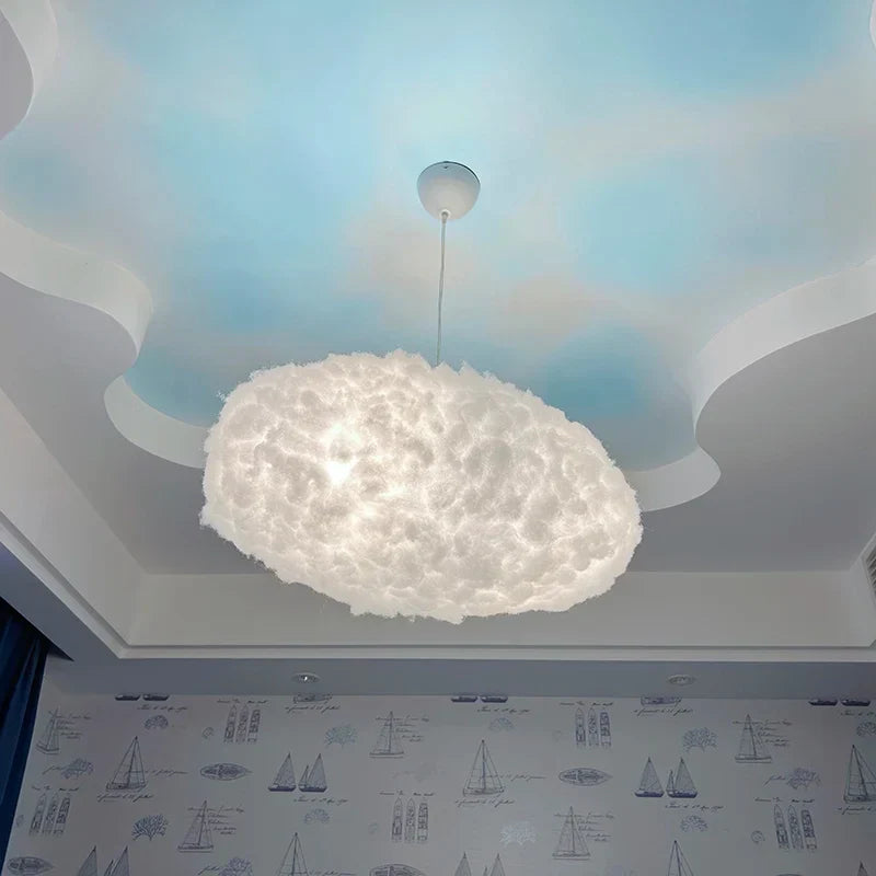 Creative White Cotton Cloud Pendant Lamp - Perfect For Kids’ Room Coffee And Girl’s Bedroom