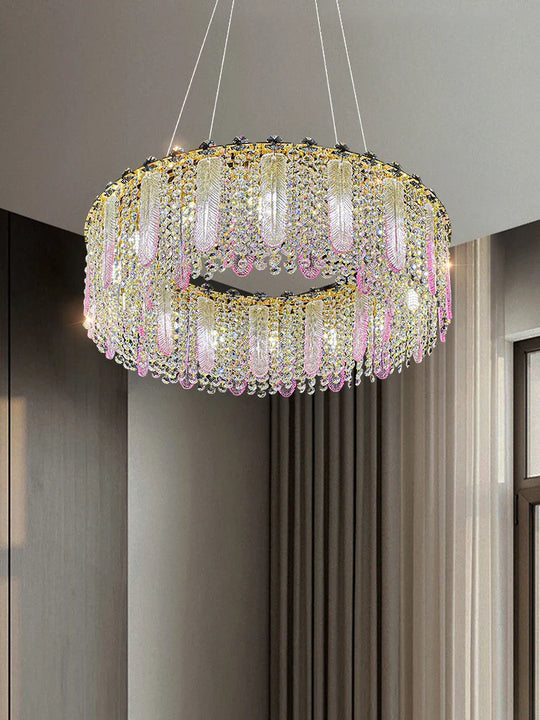 Elegant Feather Crystal Chandelier - A Light Luxury Masterpiece For Bedrooms Living Rooms