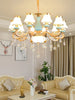 Elegant Blue Ceramic European Crystal Chandelier - Perfect For Living Rooms Dining And Bedrooms