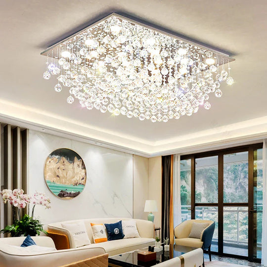 Modern Led Crystal Ball Rectangle Ceiling Lights - Contemporary Elegance For Living Rooms And