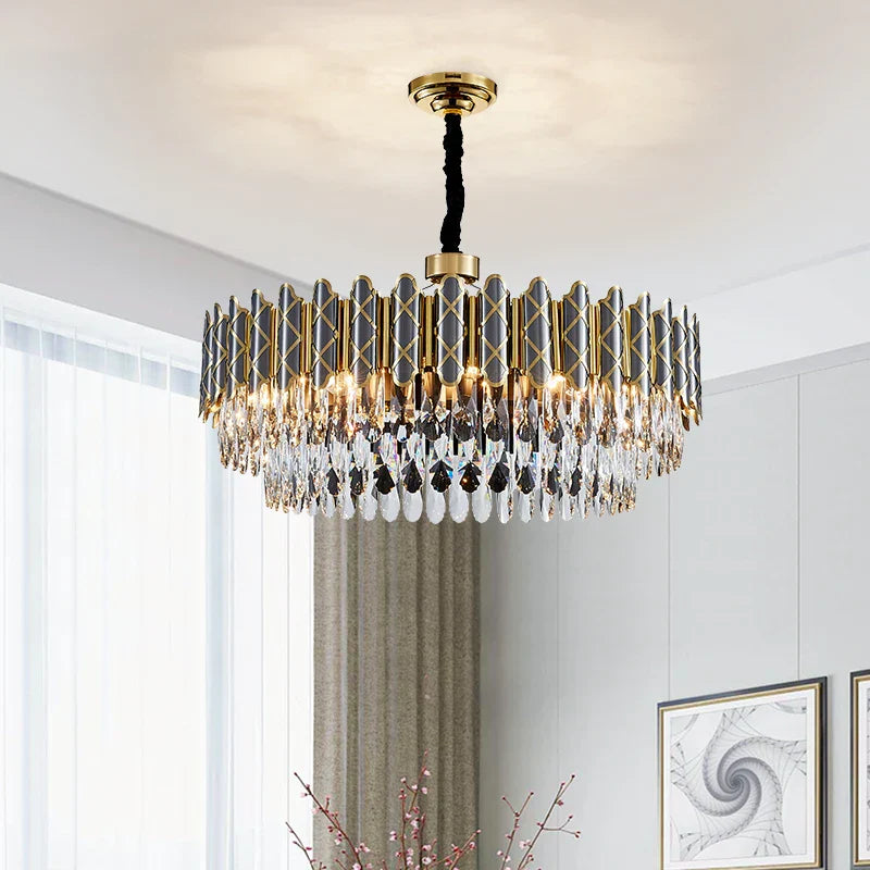 Elegant Post - Modern Black Crystal Chandelier - A Simple Atmosphere Fixture For Living Rooms