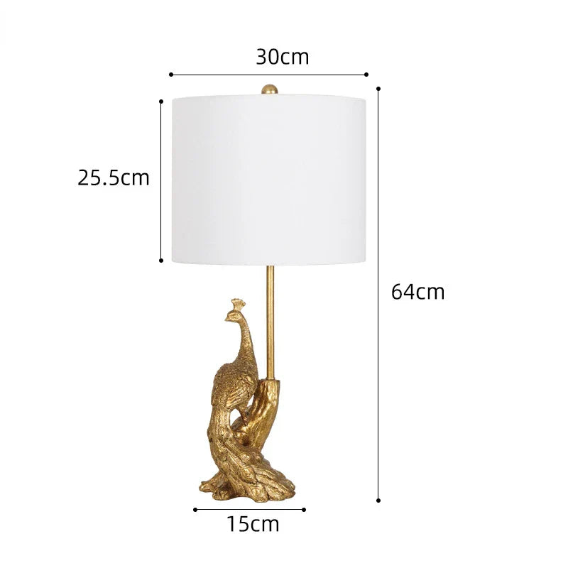 American Retro Peacock Led Table Lamp - Elegant Decorative Desk For Bedroom Office And Hotel