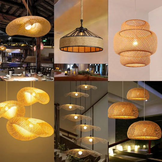 Bamboo Artistry Hand - Woven Pendant Lights - Exquisite Rattan Wicker Chandelier For Your Home