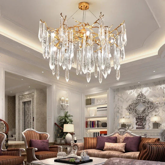 Modern Crystal Chandeliers - Luxury Living And Dining Room Lighting With Bar Design Featuring