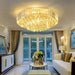 Modern Golden Rectangle Round Crystal Ceiling Light - Elegant Led Lighting For Living Rooms Dining