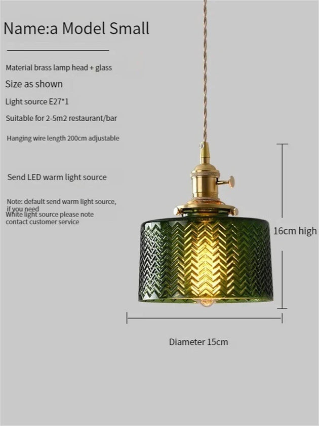 Vintage Brass Green Glass Pendant Light - Illuminate Your Dining Room Bar Or Bedroom With