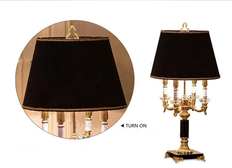 High - Quality Luxury Black Crystal Table Lamp - Modern Bedroom Bedside Decorative