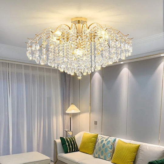 Elegant French Light Luxury Crystal Chandelier - Ideal For Atmosphere In Living And Dining Rooms