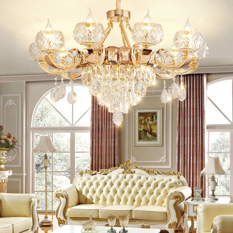 Grand European Style Crystal Pendant Lamp - High - Grade Luxury For Living Rooms Dining Areas And