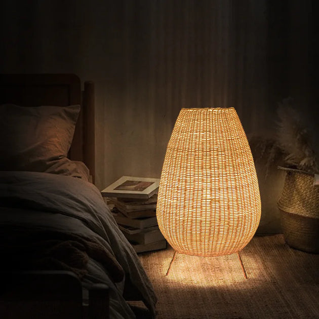 Asian Natural Rattan Floor Lamp - Versatile Indoor And Outdoor Lighting For Living Spaces Floor Lamp