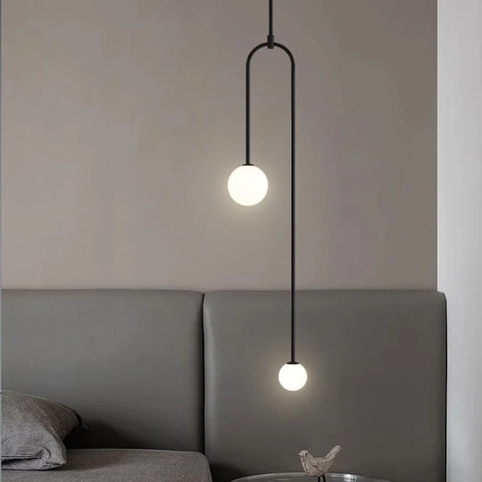 Modern Glass Ball Pendant Light - Led Bedside Hanging Lighting For Nordic Golden Luxury Decor In