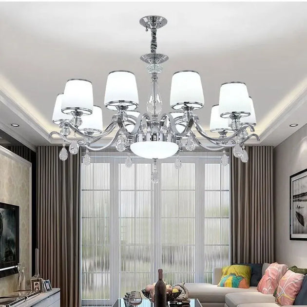 Elegant European Chrome Crystal Chandelier - A Postmodern Simple Fixture For Living Rooms Dining