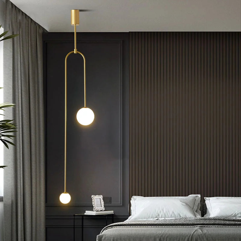 Modern Glass Ball Pendant Light - Led Bedside Hanging Lighting For Nordic Golden Luxury Decor In