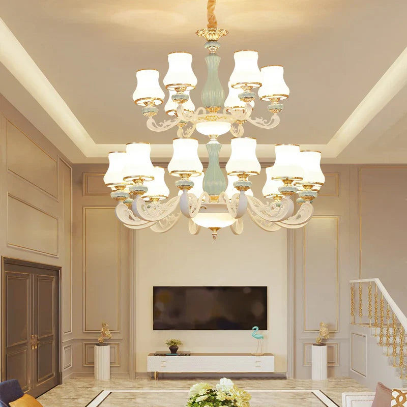 Elegant European - Style Duplex Building Chandelier - Ideal For Villa Living Rooms Grand Halls And