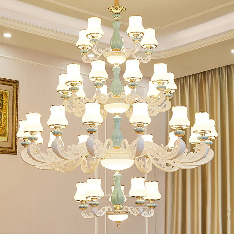 Elegant European - Style Duplex Building Chandelier - Ideal For Villa Living Rooms Grand Halls And