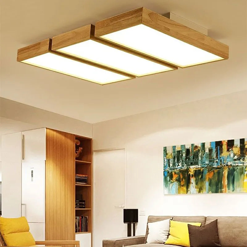 Wood Modern Minimalist Led Ceiling Lamp - Perfect For Bedroom Living Room Dining Kitchen And Study