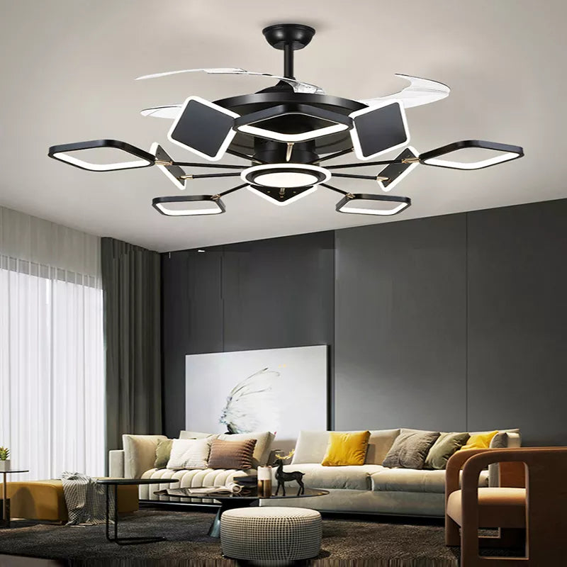 Nordic Ceiling Fans With Led Light - Remote Control Silent Retractable Blades Lamp For Home Fan