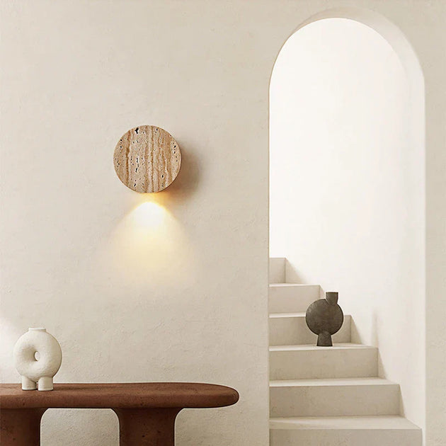 Nordic Minimalist Cream Wall Lamp - Japanese Wabi Sabi Elegance With Natural Yellow Stone For