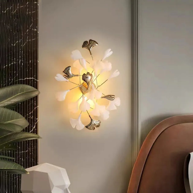 Nordic Wall Lamp - Ginkgo Leaf Design For Guest Rooms Bedrooms Kitchens Restaurants And Home