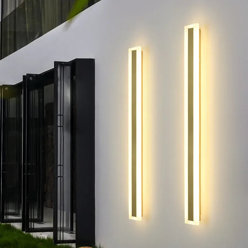 Elegant Golden Led Long Wall Light - Modern Outdoor Lighting For Country Villas Courtyards And