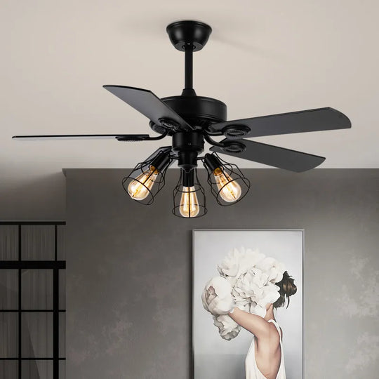 Black Ceiling Fans With Lights Remote Industrial Vintage Postmodern Fan Lamp For Kitchen Island